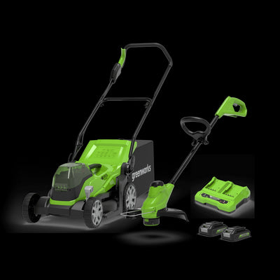 24V Kit Rasenmäher & Rasentrimmer 25 cm - inkl. 2x 2Ah Akkus und Ladegerät